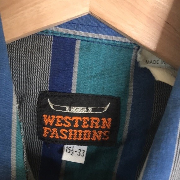 Vtg western plaid pearl snap button long sleeve shirt size medium cowboy rodeo - Picture 7 of 13